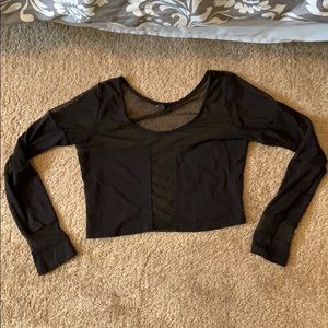 Long sleeve mesh black crop top
